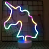 USB Kablosu Powered LED Neon Işık Flamingo Hindistan Cevizi Ağacı Kaktüs Unicorn LED Neon Burcu Lamba Ev Yatak Odası Dekorasyon Aydınlatma Için