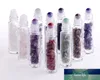 10 ml etherische olie diffuser clear glazen roll op parfumflessen met verpletterde natuurlijke kristallen kwarts steen kristal roller bal bamboe SN3033