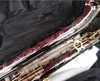 Svart nickel med guldnycklar Low A, Bari Sax Musical Instruments Professional Baritone Saxophone, UPS Frakt