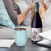 12 oz d'oeuf tasse de tasse de bouteille de vin en acier inoxydable Tobelet avec des œufs de couvercle Custres de verres à vin bouteilles d'eau mini-tasses.