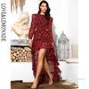 Gorąca Sprzedaż Lovelemonade Sexy Cut Out Open Back Red Leopard Długi Rękaw Sukienka Sukienka