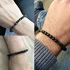 Bracciale geometrico da uomo minimalista perline da 6 mm lava naturale occhio di tigre pietra fascino bracciali a distanza regali di gioielli di moda homme