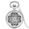 Antique Vintage Silver Hollow Out Butterfly Pocket Watches Quartz Analog Display Clock with Necklace Chain reloj de bolsillo