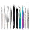 False Eyelashes 2pcs Tweezers Straight Curved Pick Up Stainless Steel Tweezer Volume Lashes Nonmagnetic Lash Extension Supplies T2851829