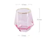 300ml Glass Wine Glasses Milk Cup Colored Crystal Glass Geometry Hexagonal Cup Phnom Penh Whiskey Cup XD23610