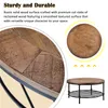 US Stock Antique Rustic Natural Round Coffee Table with Storage Shelf for Living Room Easy Assembly WF192554AAD