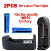 Pack de 2 batteries Li-ion rechargeables 3.7V 11.1W BRC 18650, 3000mAh, pour lampe de poche, torche, stylo Laser + 2 chargeurs universels