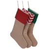 Calcetín de Navidad Raya Onda Punto Calcetines de regalo Navidad Lino Liso Calcetines decorativos Regalo de lona Bolsa colgante Decoración de fiesta LJJP441