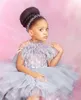 2020 Dantel Çiçek Kız Elbise AYDINLATMA Katmanlı Hi-Lo ilk komünyonu Önlük Dantel-up Geri Kat Uzunluk Çocuklar Resmi Giyim Pageant Elbise