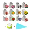 14 stks / set Pastry Nozzles Set Cream Flower Russische icing Piping Tips Cake Decoratie Tips voor Bakken Cake Decorating Tool HHA1545