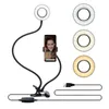 Anillo de luz LED para Selfie 2 en 1 + soporte para teléfono, soporte Universal para teléfono con Clip de escritorio para transmisión en vivo, lámpara de maquillaje