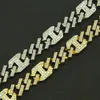 17mm Spersonalizowany Hip Hop Mens Gold Bling Diamond Cuban Link Chain Choker Długi Naszyjnik Bransoletka Masculina Biżux Łańcuchy Biżuterii dla Mężczyzn