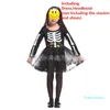 Fashion-Barn Girls Färgglada Skelett Skull Cosplay Kostym Stage Prestanda Kostymer Hallowmas Masquerade Party Dress Supplies