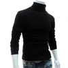 Men Fashion Solid Color Long Sleeve Turtleneck Sweater S-lim and Fits Knitted Pullover