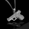 Mens Fashion Necklace Full Diamond Pistol Pendant Hip Hop Necklaces For Men Gold Plated Cool Hiphop Chains4854546