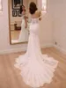 Moderne Meerjungfrau Spitzen Brautkleider von Schulteranlagen Sweep Zug Vestidos de Novia Hochzeitskleid Brautkleider Vestidos de noiva