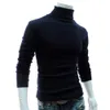 Autumn Men Solid Color Turtle Neck Long Sleeve Sweater Slim Knitted Pullover Top