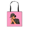 Borse da donna stampate Nuovo stile 58 colori Afro Lady Cartoon Shopping Bag Borse a tracolla pieghevoli portatili Borsa a tracolla grande da donna