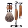 Men039s résine vintage rasoirs ensemble barbe brosse en alliage métallique blaireau cheveux ménage visage brosses rasage barbier outils pas de lame 00874389627