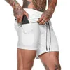 Shorts de course hommes 2 en 1 Gym Fitness musculation entraînement séchage rapide plage pantalons courts homme été entraînement Crossfit bas