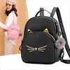 Women Rucksack Teenagers Backpack PU Leather School Bags for Girls Cartoon Cat Square Satchel Light Shoulder Bag Mochila Mujer286P