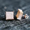 2020 Ohrstecker Herren, großer Bling-Ohrschmuck, 3 Farben, Schraubverschluss, Micro-Pave-CZ-Ohrring für Männer1252E