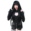 Neue Stil Frauen Langarm Schwarz Crop Top Gothic Kurze Hoodies Vampire Halloween Phantasie Kostüme Mode Coole Kleidung MX2008129339525