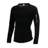 New Mens O-nacke T-shirt Fitness Bodybuilding T-shirt High Street Spring Långärmad Zipper Casual Style Bomullstopp