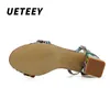 Ueteey Fashion Color Serpentine Women Shoes Peep Toe 6 см высотой каблуки сандалии летние вечеринки