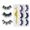 3 Pairs 3D Mink Eyelashes False Eyelash With Tweezer 5d Mink Eye Lashes Eyelash Extension Makeup Eye Lash