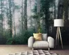 Modernt heminredning tapet nordiskt dimmigt skog romantiskt landskap dekorativa silke väggmålning tapet