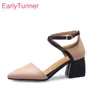 Marca New Verão elegante salto Apricot Bege Nude Women Sandals alta senhora do escritório Shoes ES914 Além disso Big pequeno tamanho 10 32 43 46