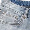 Sokotoo jean homme broderie imprimé couronne d'ange mode bleu clair coupe slim pantalon en denim extensible