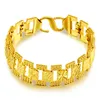 Espesso mais largo 24k amarelo ouro enchido pulseira grande chefe de pulso corrente elaboração do pai do pai clássico jóias