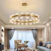 Lustre en cristal moderne pour salon rond décoration de la maison luminaire or lampe suspendue led lustres en cristal