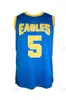 Aanpassen #5 Kevin Hart High School College Basketball Jersey Men's All genaaid blauw elke naam en nummer maat 2xs-4xl 5xl 6xl Vest Jerseys