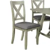 Grå 6 stycke matbordsset trä matbord och stol köksbordet med bord, bänk och 4 stolar, rustik stil sh000109ae