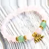 MG0748 8 mm Rose Quarz Elephant Charm Armband Green Aventurine Energy Armband Handgjorda kvinnors handled Mala Yoga Armband3104