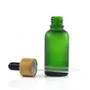 E vätska e juice essentiell olja flaska 30ml lyx bambu lock frostat klart blå brun grön tom glas droppflaska