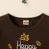 Thanksgiving Day Kinderkleding Sets Turkije Letter Print Lange Mouw Top + Flare Broeken 2pcs / Set Maple Leaf Outfits M2640