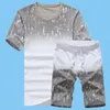 Summer Tracksuit Male 2020 Men Clothing Sportswear Set Fitness Casual Print Mens Shorts + T Shirt 2 Pieces Sets Plus Size 4XL1