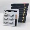 3 pares conjunto de cílios postiços magnéticos, delineador líquido, pinça, conjunto de maquiagem para os olhos, ímã 3d, cílios postiços sem cola nee1622485