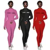 Kvinnor Sexiga Jumpsuits Solid Color Rompers Zipper Skinny Onesie Långärmad BodySuits Clubwear Sommarkläder Slim One Piece Pants 3714