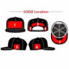 Capas de snapback personalizadas personalizando sombreros negros de tamaño de adultos o niños con su propio diseño de texto de logotipo Cap2875