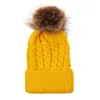 Fashion Kids Twisted Knit Solid Colors Beanies With Pom-pom Ball For 0-2 Years Old Baby Warm Cute Winter Hat