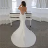 Simple White Satin Mermaid Wedding Dresses Sweetheart Big Bow Decoration Bridal Dress Sweep Train Lace Appliques Wedding Gown9557355