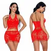 Artı Boyutu Kadınlar Seksi Iç Çamaşırı Dantel Nightgowns Sleepshirts Kadınlar Için Açık Net Bkz. Halat Seksi İki Adet Setleri Ücretsiz Boyutu 8 Renkler