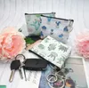 DHL100pcs 2020 New Cute Floral cactus Coin Bags Purse Pu Leather Small Coin Money Card Wallet Pouch