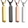 Collier à barre verticale tendance en acier inoxydable, Rose, or, noir, argent, pendentif rectangulaire, cadeau pour femmes et hommes, 2020