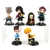 6pcs / set nezuko tanjirou zenitsu giyuu inosuke q ver.Action Figure Anime Kimetsu no Yaiba Figurine Toy2011301